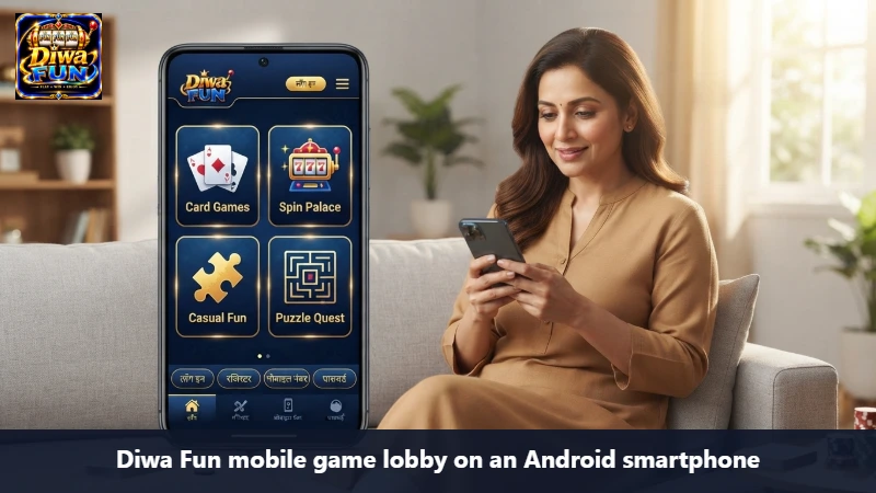 Diwa Fun mobile game lobby on an Android smartphone